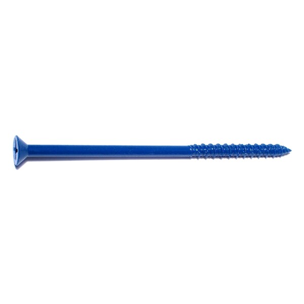 Masonry Screw, 1/4" Dia., Flat, 5" L, Steel Blue Ruspert, 100 PK